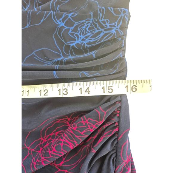 Lauren Ralph Lauren Dress Sz 12 Faux Wrap Navy Print Jersey Office Siren Event - Picture 7 of 9